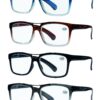 Success Eyewear READING GLASSES Set of 4 Best Value Top Bar Style Quality Reading Glasses for Men Set of Black, Blue, Brown, Grey 1.0 x