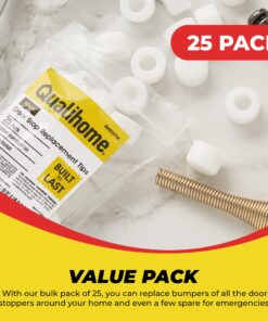 Premium Rubber Door Stop Stud Replacement Tips – Doorstopper Bumpers, Springe Hinge End Caps for Wall & Floor Protection – Universal Size (White) White 27 819PclkmQ3L