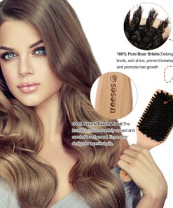 Alternative view of Boar Bristle Hair Brush, 100% Pure Boar Bristle Paddle Brush for Women Men Kids Thin, Fine, Long, Curly or Any Type of Hair, Restore Shine & Texture and Makes Hair Smooth & Health