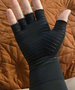 Copper Compression Arthritis Gloves | Fingerless Arthritis Carpal Tunnel Pain Relief Gloves For Men & Women | Hand Support Wrist Brace For Rheumatoid, Tendonitis, Swelling, Crocheting, Typing (M) Black Medium (1 Pair) 39 819Uj26c 2L 2