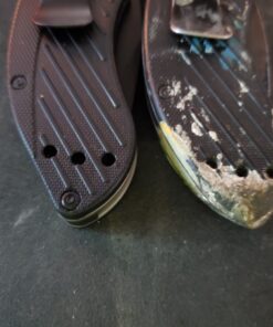 Kershaw Clash Black Serrated Pocketknife, 3" 8Cr13MoV Steel Drop Point Blade, Assisted One-Handed Flipper Opening, Folding Utility EDC 58 819YzH5hbzL