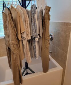 Household Essentials 5009-1 Collapsible Portable Indoor Tripod Clothes Drying Rack for Hanging Laundry | Silver and Blue Medium 42 819dh7UVPJL