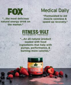 Organic Muscle Super Reds Powder - Organic Greens and Reds Superfood Powder with Organic Acai Berry, Pomegranate & Cranberry for Natural Energy & Metabolism Boost - Vegan & Non-GMO, 30 Servings Acai Berry Reds 30 Servings (Pack of 1) 29 819gKIPeLL