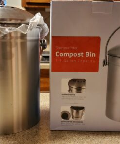 Utopia Kitchen Compost Bin for Kitchen Countertop - 1.3 Gallon Compost Bucket for Kitchen with Lid - Includes 1 Spare Charcoal Filter (Silver) Silver 40 819inXSv32L