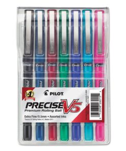 Pilot, Precise V5, Capped Liquid Ink Rolling Ball Pens, Extra Fine Point 0.5 mm, Assorted Colors, Pack of 7 18 819jJr6ApL
