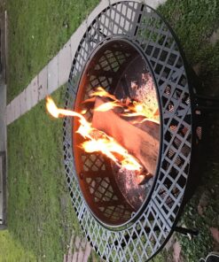 Sunnydaze 40-Inch Round Steel Fire Pit Table with Durable Spark Screen and Poker - Portable Design - Black - Diamond Weave 29 819kAtGUwlL