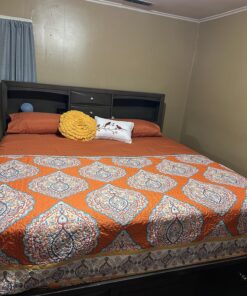 Lush Décor Harley Quilt Damask Pattern Reversible 5 Piece Bedding Set, King, Tangerine 52 819kIDxnbBL