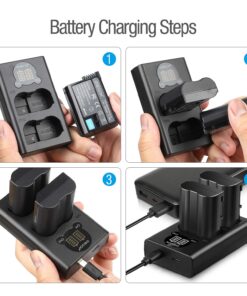 ENEGON EN-EL15 EN-EL15A/B/C Batteries (2 Pack) and Smart LED Dual Charger Kit for Nikon Z6, Z7,D7500 D7000, D7100, D7200 D500, D600, D610, D750,D780 D800, D810, D800E, D810A,D850 Digital Cameras Black 20 819kjQ2zkaL