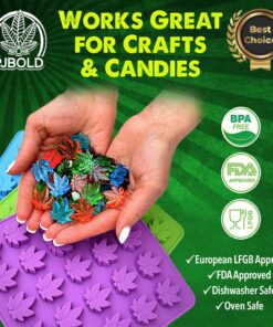 PJ BOLD Marijuana Weed Leaf Gummy Molds Silicone Candy Mold Kit - 3 Pack Dropper 24 819lEC2qB2L
