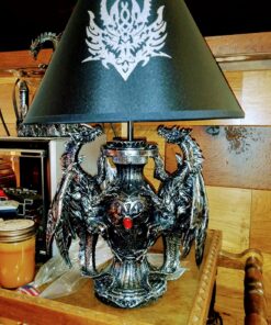 Zeckos Gothic Guardians of Light Medieval Dragons Resin Table Lamp - Dark Fantasy - 19 Inches High - with Black Fabric Tribal Dragon 13 Inch Diameter Lampshade 27 819lLjEkZwL