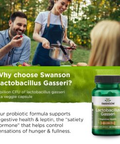 Swanson Lactobacillus Gasseri - Probiotic Supplement Supporting Digestive Health with 3 Billion CFU - Design-Release Satiety & Fat Metabolism Support - (60 Veggie Capsules) 1 19 819mB6YGoML