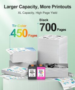 WEKVA 63XL Ink Cartridge Combo Pack Remanufactured Replacement for HP Ink 63 63XL Works for HP OfficeJet 3830 4650 4655 5255 5258 5200 Envy 4520 4512 DeskJet 1112 2130 3630 Printer (1 Black, 1 Color) 63XL-1B, 63XL-1Color 20 819mEkjFyhL