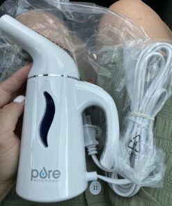 Pure Enrichment® PureSteam™ Portable Handheld Garment Steamer - Ideal for Home or Travel, Fast Heating, Removes Wrinkles on Clothes and Fabric, Auto Shut-Off Safety Feature (White) White 43 819mYyiOL