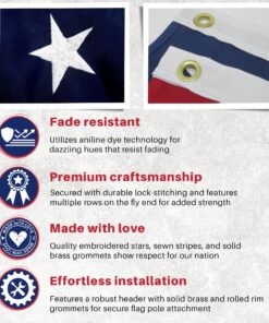 Made in USA Flags Co. - Heavy-Duty Commercial Grade American Flag with PolyMax Polyester, Sewn Stripes, Embroidered Stars & Solid Brass Grommets - Fade-Resistant, All-Weather Flag (3’x5’) 3 by 5 foot 25 819ngZLihWL