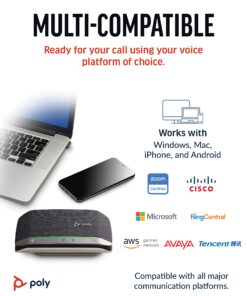 Poly Sync 20+ Personal Portable Bluetooth Smart Speakerphone (Plantronics) - USB-A UC Bluetooth Adapter - Connect Wirelessly to PC/Mac/Cell Phone - Works w/Teams, Zoom, & More - Amazon Exclusive 2021 Version (USB-A Only) Standard 31 819oAupAoXL