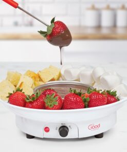 Electric Fondue Maker Deluxe Set w 4 Forks, Removable Serving Tray & Melting/Warming Setting - Great for Dipping Snacks Marshmallows Bread in Chocolate, Caramel, Cheese, Sauce - Appetizers & Desserts 21 819qAzsyHhL