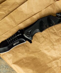 MTech USA – Spring Assisted Folding Knife – Black Stainless Steel Blade and Black Aluminum Handle with Rope Cutter, Glass Punch and Pocket Clip - Hunting, Camping, Survival, Tactical, EDC – MT-A845BK Black Blade 34 819rPr77dVL