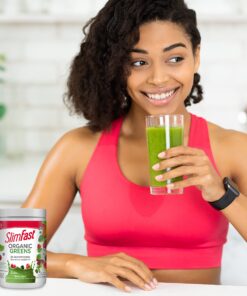 SlimFast Greens Powder, Green Superfoods with Organic Wheat Barley Grass, Flax Seed & Inulin, Oat Fiber Supplement, 1 Billion CFU Probiotics, Probiotic Multi Enzyme- Berry Burst, 30 Servings Organic Greens 28 819rvb2dUBL