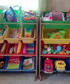 Humble Crew, Natural/Primary Kids' Toy Storage Organizer with 12 Plastic Bins, 34*35*15.5inch 49 819tENLIMzL
