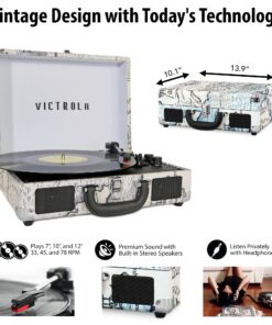 Victrola Vintage 3-Speed Bluetooth Portable Suitcase Record Player with Built-in Speakers | Upgraded Turntable Audio Sound|Retro Map, Model Number: VSC-550BT-P4 Retro Map 23 819zfpdVKrS