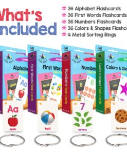 Star Right Words Toddler Flash Cards Set of 4 - Number Flash Cards, First Words, Colors and Shapes, & Alphabet/Letter Flashcards - 4 Binder Rings - 144 Sight Words Kindergarten Flash Cards 3-7 Years Multi Skill 27 819zvV lxsL 2