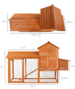 Best Choice Products 80in Outdoor Wooden Chicken Coop Multi-Level Hen House, Poultry Cage w/Ramps, Run, Nesting Box, Wire Fence, 3 Access Areas 38 81A yLrIL