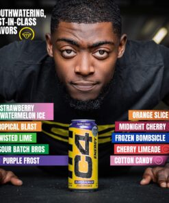 C4 Energy Drink 16oz (Pack of 12) - Frozen Bombsicle - Sugar Free Pre Workout Performance Drink with No Artificial Colors or Dyes 16 Fl Oz (Pack of 12) 13 81A02Walf1L