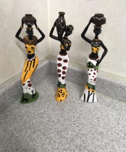 Gedengni 𝑩𝒍𝒂𝒄𝒌 𝑭𝒊𝒈𝒖𝒓𝒊𝒏𝒆𝒔 𝑨𝒇𝒓𝒊𝒄𝒂𝒏 𝑨𝒓𝒕 𝑫𝒆𝒄𝒐𝒓, African Figure Sculpture Tribal Lady Figurine Statue Decor Collectible Art Piece, 7.5-Inch, Pack of 3 Yellow Statu -3pc 33 81A0B3JXyoL