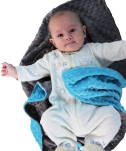Reversible Unisex Children's Soft Baby Blanket Minky Dot (Turquoise/Grey) Turquoise/Grey 12 81A2jDwcaNL