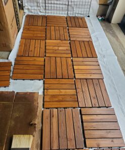 Yaheetech 27PCS Interlocking Patio Deck Tiles 12 x 12in Wood Floor Tiles Outdoor Flooring for Patio Garden Deck Poolside Brown Brown-straight 46 81A3VvuzhEL