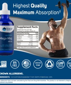 Trace Minerals | Mega-Mag 400 mg Liquid Magnesium Chloride | Supports Normal Body Functions | 30 Servings, 4 fl oz (1 Pack) 4 Fl Oz (Pack of 1) 15 81A42B4n0cL