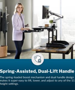 Vari - VariDesk Pro Plus 30 - Height Adjustable Standing Desk Converter for Home Office - Sit to Stand Desk with 11 Height Settings, Spring-Assisted Lift, and Weighted Base - Fully Assembled, Black 12 81A4DDvPeKS