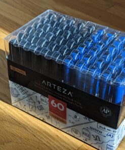 Arteza Permanent Markers in Bulk, Set of 60, Black & Blue Fine Tip Permanent Markers, Waterproof, Premium Smear Proof Pens, Quick Drying, Office Supplies for Home, Office, School Black/Blue 19 81A4lIrcVCL