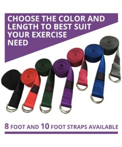 Clever Yoga Strap for Stretching – Yoga Straps in Standard 8 Foot or Extra Long 10 Foot Length 1.5 Inch Wide - Yoga Stretching Strap Thick Durable Cotton with Adjustable D-Ring Purple 96.0 Inches 16 81A5Z0 efwL