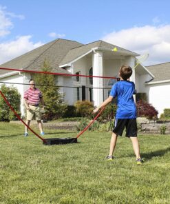 Zume Games Portable Badminton Set with Freestanding Base - Sets Up on Any Surface in Seconds - No Tools or Stakes Required Red/Black/Green 21 81A6b3xtktS