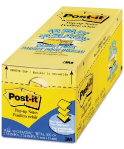 Post-it Pop-up Notes, 3 in x 3 in, 18 Pads, America's #1 Favorite Sticky Notes, Canary Yellow, Clean Removal, Recyclable (R330-18CP) Original Pop-Up 11 81A6jmcdAoL
