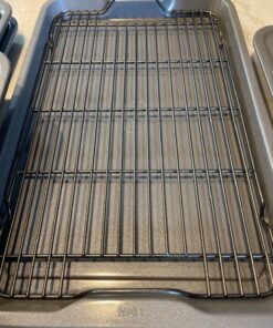 Ninja B39010 Foodi NeverStick Premium 10-Piece Bakeware Sheet Set, Oven Safe up to 500⁰F, with (2) Baking Sheets, Cookie Sheet, Loaf Pan, Muffin Pan, (4) Cake Pans & Cooling/Roasting Rack, Grey 10 Piece Set 45 81A6n8NhqML