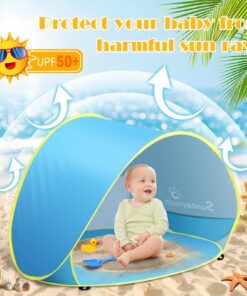 Sunba Youth Baby Beach Tent, Baby Pool Tent, UV Protection Infant Sun Shelters Beach Shade Tent, Pop Up Baby Tent for Beach Blue 17 81AAyUZHZL
