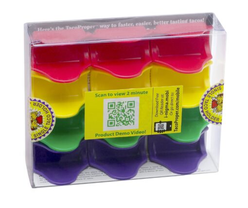 TacoProper Proper Fiesta Pak, Set of 12 Taco Holders, 1.75 x 1-Inch, 12-Pack, Multicolored