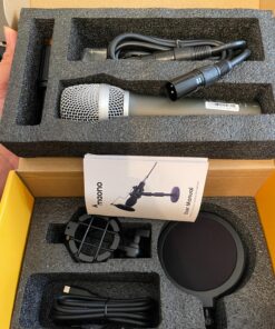 MAONO USB/XLR Podcasting Dynamic Microphone, Studio Mic Kit with Volume Control, Shock Mount, Pop Filter, Ideal for Vocal, Recording, Voice Over, Live Streaming (Gray) Gray 32 81ABt7XB2NL