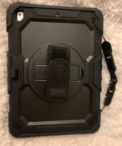 SEYMAC stock iPad 9th/ 8th/ 7th Generation Case 10.2’’, Shockproof with Screen Protector Pencil Holder 360° Rotating Hand Strap &Stand, for 10.2 inch 2021/2020/2019 (Black) Black+Back 71 81AD7vTR7dL