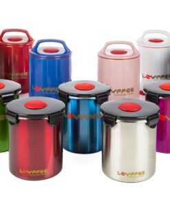 Alternative view of LOVFFEE Blue Ceramic Premium Coffee Container with Scoop. Hold 1 LB Whole Bean or Ground Bean.