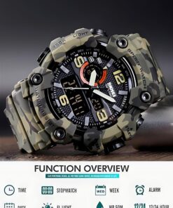 Gosasa Men's Watches Multi Function Military S-Shock Sports Watch LED Digital Waterproof Alarm Watches… A _1520_camouflage&green 29 81AGbpM72xL