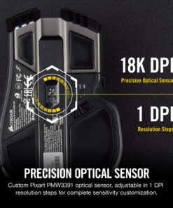 CORSAIR IRONCLAW WIRELESS RGB Rechargeable Gaming Mouse with Slipstream Technology - 18,000 DPI - 3-Zone RGB Multi-Color Backlighting - Black 37 81AH7a VJKL