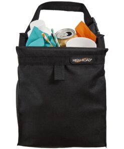 High Road TrashStash Hanging Car Garbage Bag with Push-Close Lid and Waterproof Bin for Car, SUV and Truck Seat Backs - Holds 3 Gallons of Car Trash (Black) Black 16 81AJME5IlL