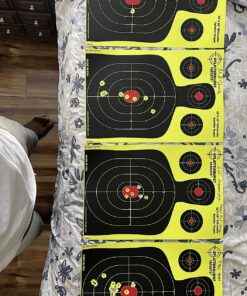 Splatterburst Targets - 12 x18 inch - Silhouette Splatter Target - Easily See Your Shots Burst Bright Fluorescent Yellow Upon Impact - Made in USA 10 pack 31 81AKT3b9vOL