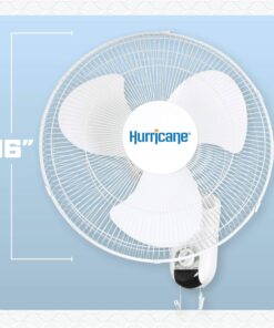 Alternative view of Hurricane Fans - Wall Mounted Oscillating Fan with 3 Speed Settings (Classic, 16") 16" Classic