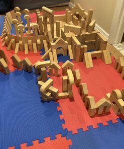KidKraft 60-Piece Wooden Cutout Shapes Block Building Architectural Set - Natural 40 81AL0D kYHL