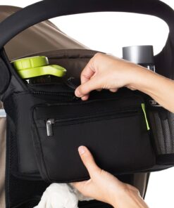 Ethan & Emma Universal Stroller Organizer - Elevate Your Experience w/Insulated Cup Holders, Diaper Storage, Secure Straps, Detachable Bag, Pockets for Phone, Keys, Toys. Smart Parenting Black 40 81ALJIEoRWL