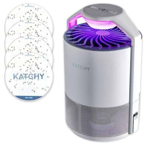 Katchy Indoor Insect Trap - Catcher & Killer for Mosquitos, Gnats, Moths, Fruit Flies - Non-Zapper Traps for Inside Your Home - Catch Insects Indoors with Suction, Bug Light & Sticky Glue (White) Original White